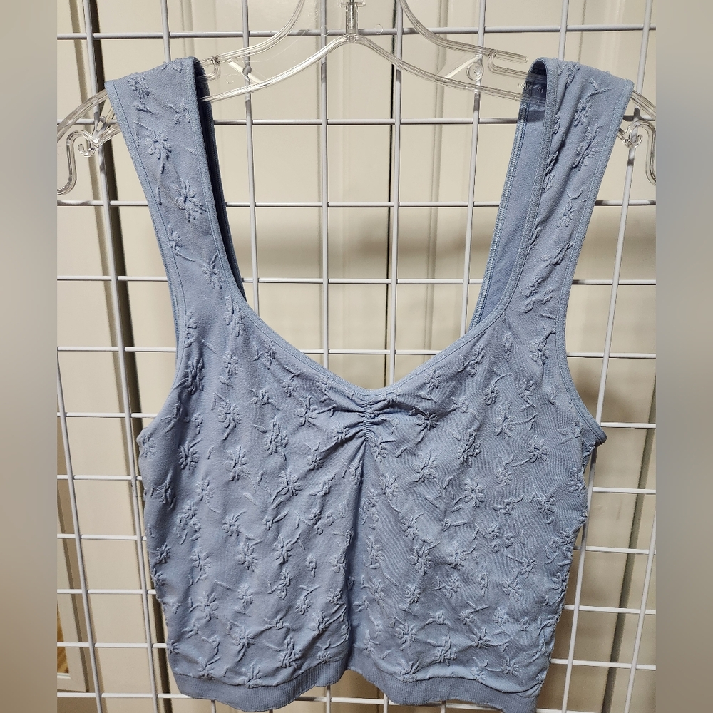 Aerie Light Blue Textured Crop Top